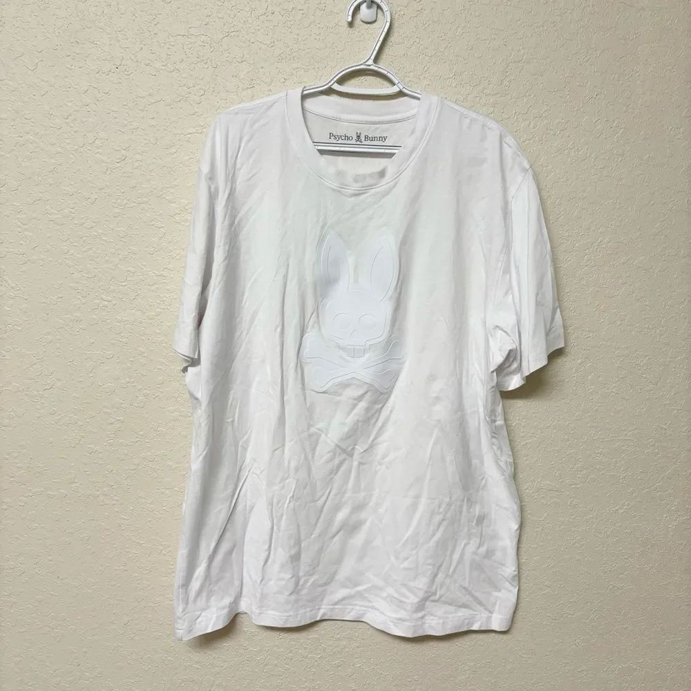 Psycho Bunny Size 3XL White Short Sleeve Printed Preppy Casual Shirt Mens